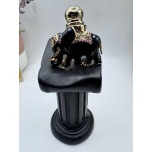 Ornate Elephant Essential Oil Glass Bottle Ring Perfume Snuff Adjustable